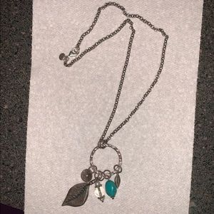 Silpada retired turquoise leaf charm necklace